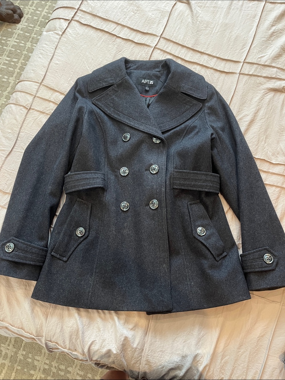 Apt. 9 Women's Double-Breasted Peacoat in Charcoal Gray